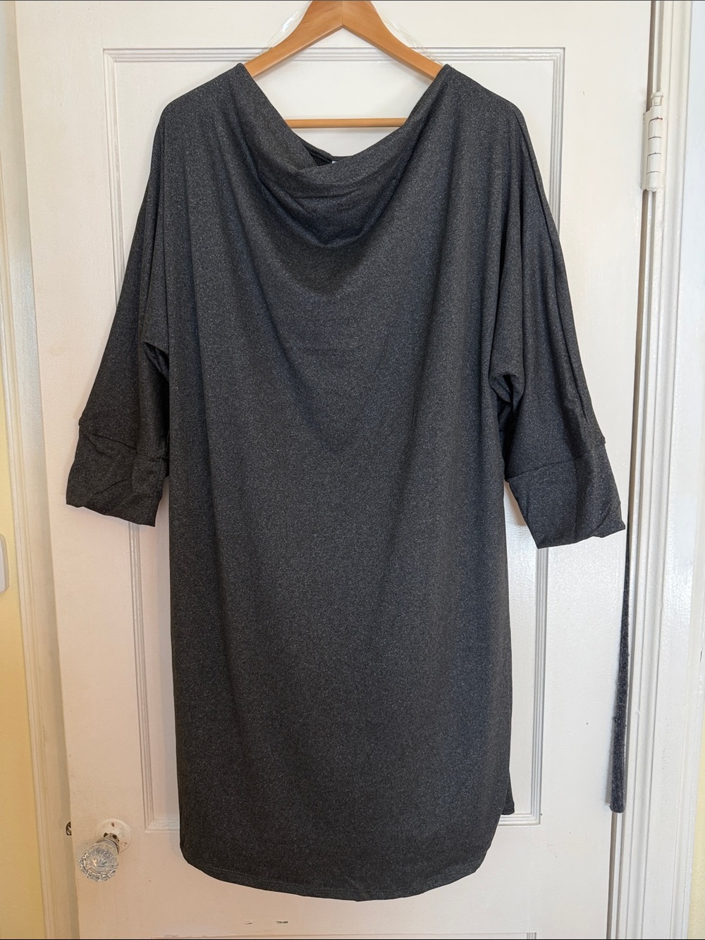 Relaxed Charcoal Gray Dolman Sleeve Tunic Top